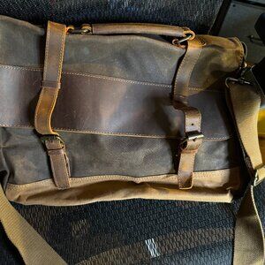 S-ZONE Vintage Canvas Messenger Bag 15.6 inch Laptop Briefcase School Satchel